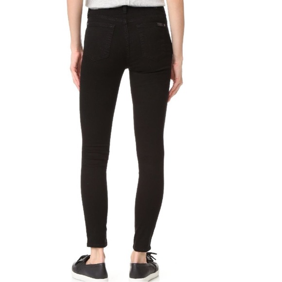 7 for All Mankind Bair The Ankle Skinny Blacked Distressed Jeans Size 26 - Picture 2 of 11